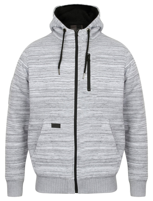 Ribber Borg Lined Zip Through Hoodie In Grey Spacedye - Dissident