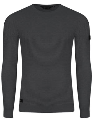 Ricardo Ripple Stitch Crew Neck Jumper in Charcoal - Dissident