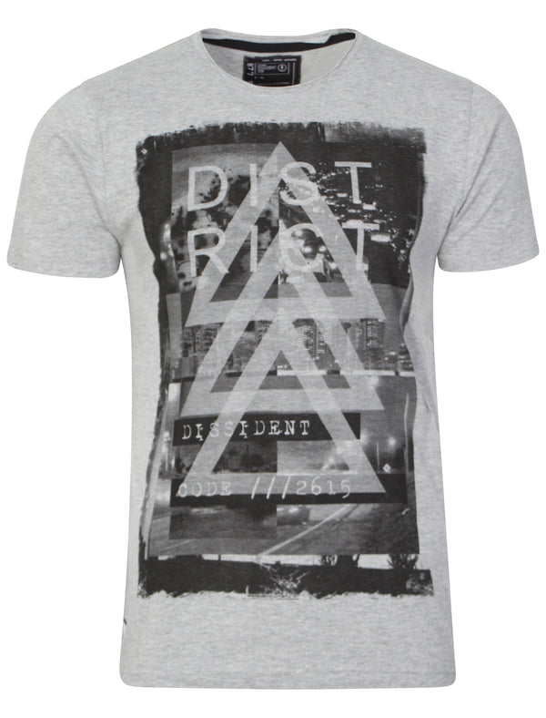 Rict City Skyline Motif T-shirt in Light Grey Marl - Dissident