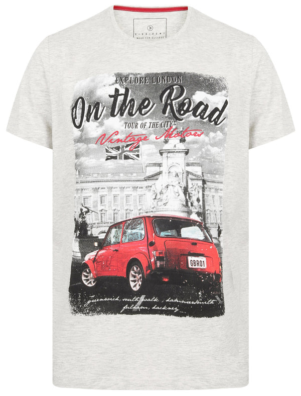 Roadie Motif Print Cotton Jersey T-Shirt In Heather Grey Marl - Dissident