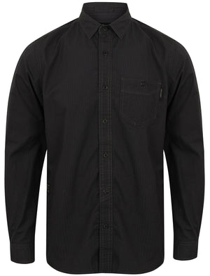 Rostock Long Sleeve Geo Print Shirt in Charcoal - Dissident