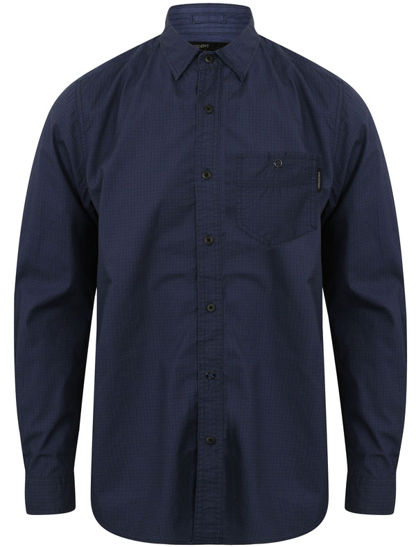 Rostock Long Sleeve Geo Print Shirt in Navy - Dissident