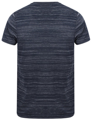 San Fran Split Motif Space Dye Crew Neck T-Shirt In Navy - Dissident