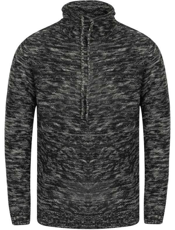 Savoy Colour Twist Jumper With Snood Neck In Black Mist / Charcoal - Dissident