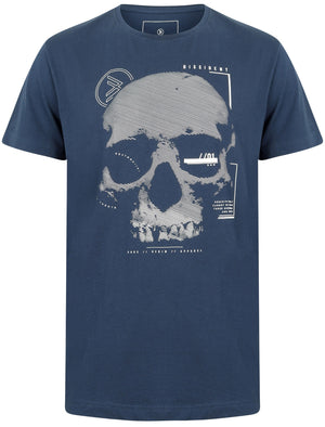 Scan Skull Motif Cotton Jersey T-Shirt In Sargasso Blue - Dissident