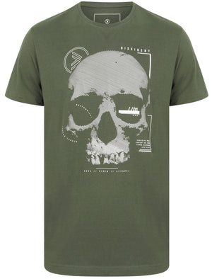 Scan Skull Motif Cotton Jersey T-Shirt In Thyme - Dissident