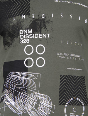 Screemer Motif V Neck T-Shirt in Thyme - Dissident