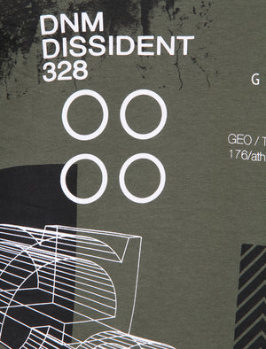 Screemer Motif V Neck T-Shirt in Thyme - Dissident