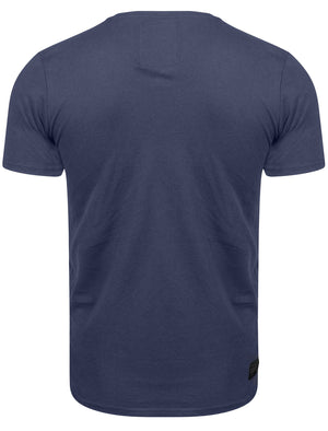 Screemer Motif V Neck T-Shirt in Reflex Blue - Dissident