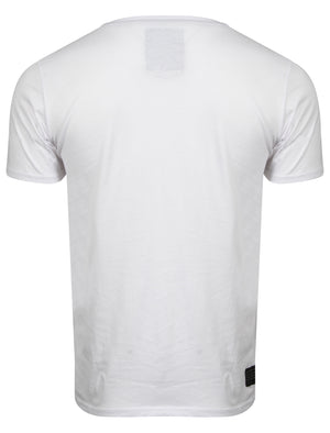 Screemer Motif V Neck T-Shirt in Optic White - Dissident