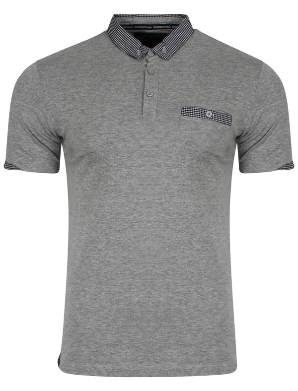 Sewell Gingham Polo Shirt in Grey - Dissident