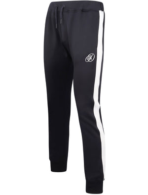 Staten Tricot Cuffed Tracksuit Joggers with Side Panel In Navy - Dissident