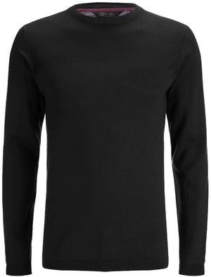 Stelios Knitted Jumper with Textured Yoke in Black - Dissident