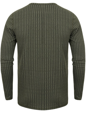 Taro Ribbed Long Sleeve Henley Top in Thyme - Dissident