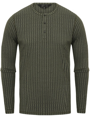 Taro Ribbed Long Sleeve Henley Top in Thyme - Dissident