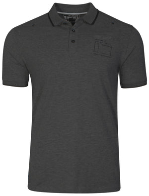 Terminal Cotton Polo Shirt in Charcoal Marl - Dissident