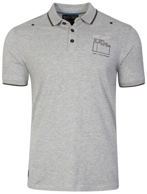 Cotton Polo Shirt in Light Grey Marl - Dissident