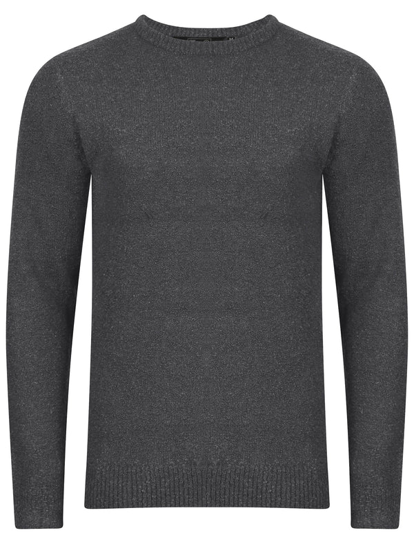 Tolstoy Crew Neck Boucle Knitted Jumper in Charcoal - Dissident