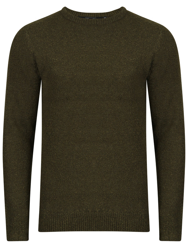 Tolstoy Crew Neck Boucle Knitted Jumper in Khaki - Dissident