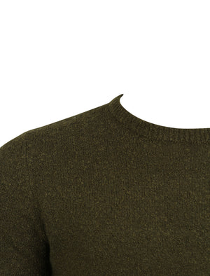 Tolstoy Crew Neck Boucle Knitted Jumper in Khaki - Dissident