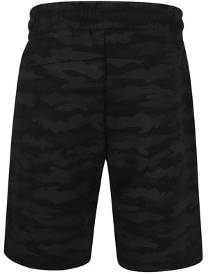 Tracks Jagged Camo Print Jogger Shorts in Black- Dissident