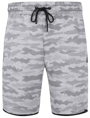 Tracks Jagged Camo Print Jogger Shorts in Grey - Dissident