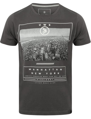Upper West Side Motif Cotton T-Shirt In Dark Grey - Dissident