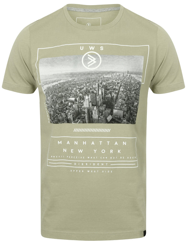 Upper West Side Motif Cotton T-Shirt In Sage - Dissident