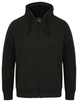 Vadim Zip Through Hoodie with Borg Lining in Charcoal Marl - Dissident