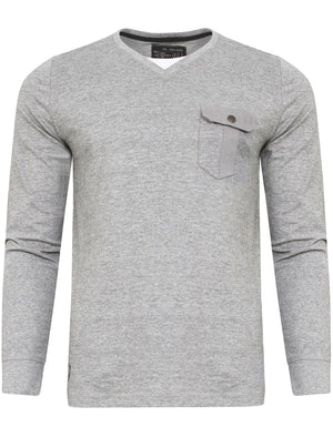 Veepoc Mock T-Shirt Insert Long Sleeve T-Shirt in Light Grey Marl - Dissident