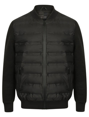Verde Quilted Bomber Jacket with Jersey Sleeves in Black - Dissident