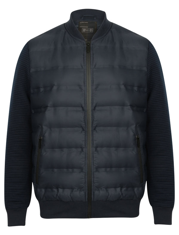 Verde Quilted Bomber Jacket with Jersey Sleeves in True Navy - Dissident