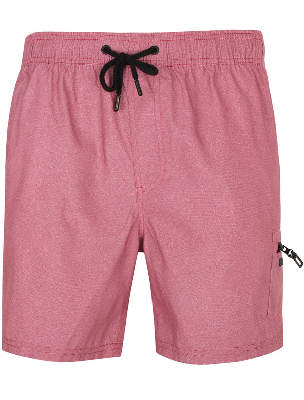 Vittorino Fine Stripe Print Swim Shorts with Leg Pocket In Claret - Dissident