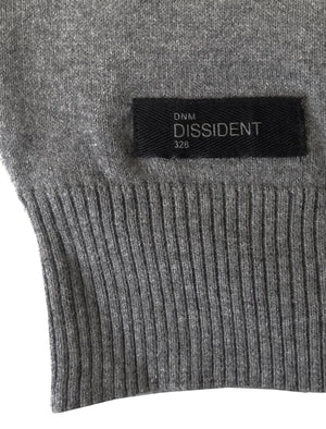 Walenski Mock T- Shirt Insert Knitted Jumper in Mid Grey Marl - Dissident