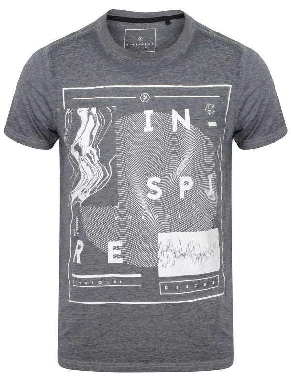 Warped Motif Burnout Jersey T-Shirt In Asphalt Grey - Dissident