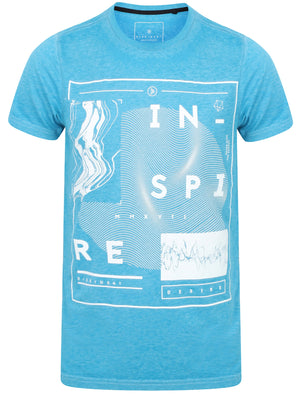 Warped Motif Burnout Jersey T-Shirt In Marble Blue - Dissident