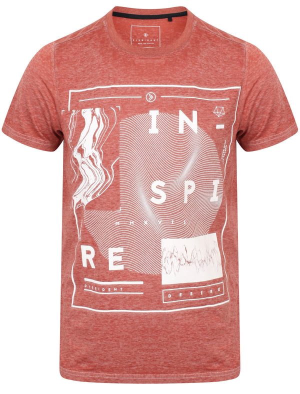 Warped Motif Burnout Jersey T-Shirt In Terracotta - Dissident