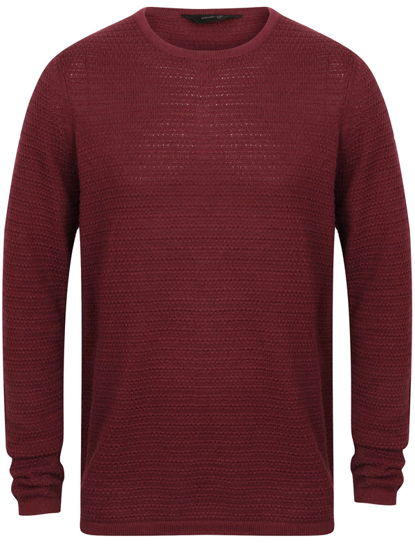 West Cotton Crew Neck Textured Jumper in Oxblood - Dissident