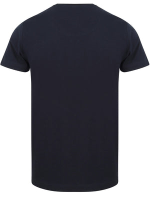 Wheeler Motif Print Cotton Jersey T-Shirt In Sky Captain Navy - Dissident