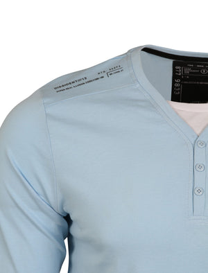 Mock T-Shirt Insert Long Sleeve T-Shirt in Cerulean Blue - Dissident