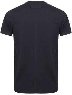 Yone Henley Neck Cotton T-Shirt with Pocket In True Navy - Dissident