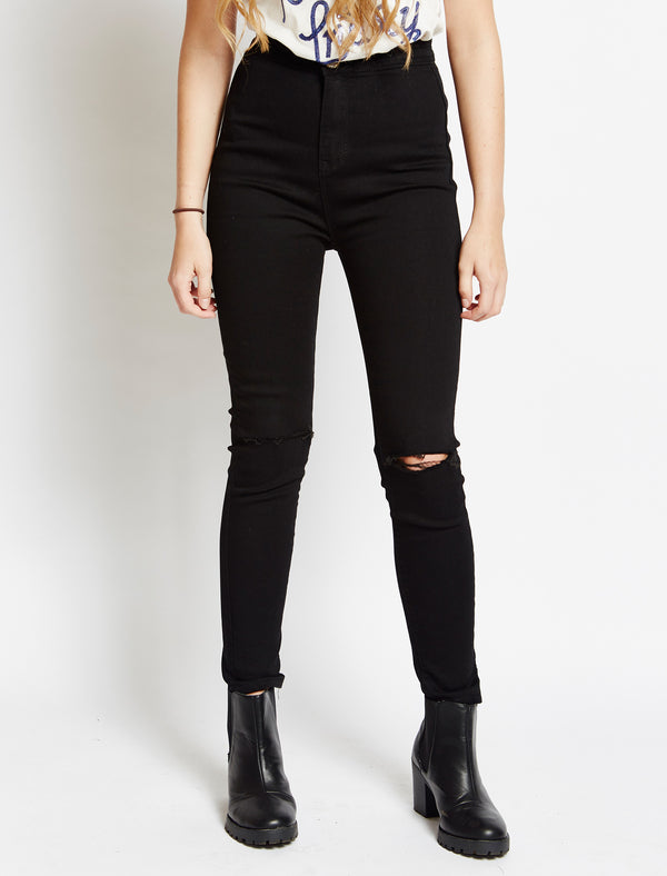 Dylan ripped knee high waisted skinny black jeans