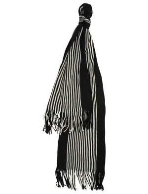 Dylan Striped Cable Knitted Scarf in Black / White