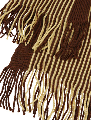 Dylan Striped Cable Knitted Scarf in Brown