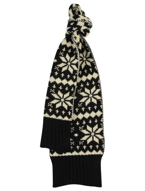 Eli Fairisle Knitted Scarf in Black