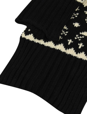 Eli Fairisle Knitted Scarf in Black