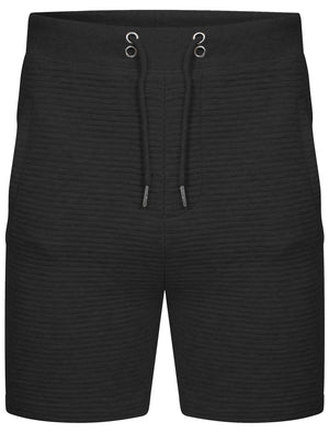 Mens Samuel Stripe Quilted Qutory Sweat Shorts in Black