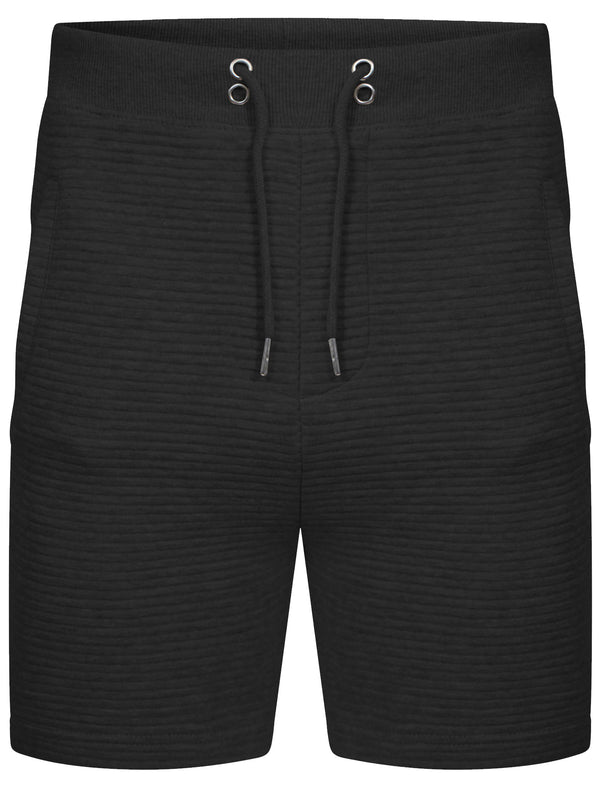 Mens Samuel Stripe Quilted Qutory Sweat Shorts in Black