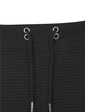 Mens Samuel Stripe Quilted Qutory Sweat Shorts in Black