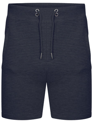 Mens Samuel Stripe Quilted Qutory Sweat Shorts in Navy